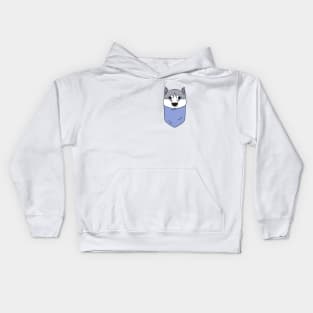 Cute Husky in the Pocket Kids Hoodie